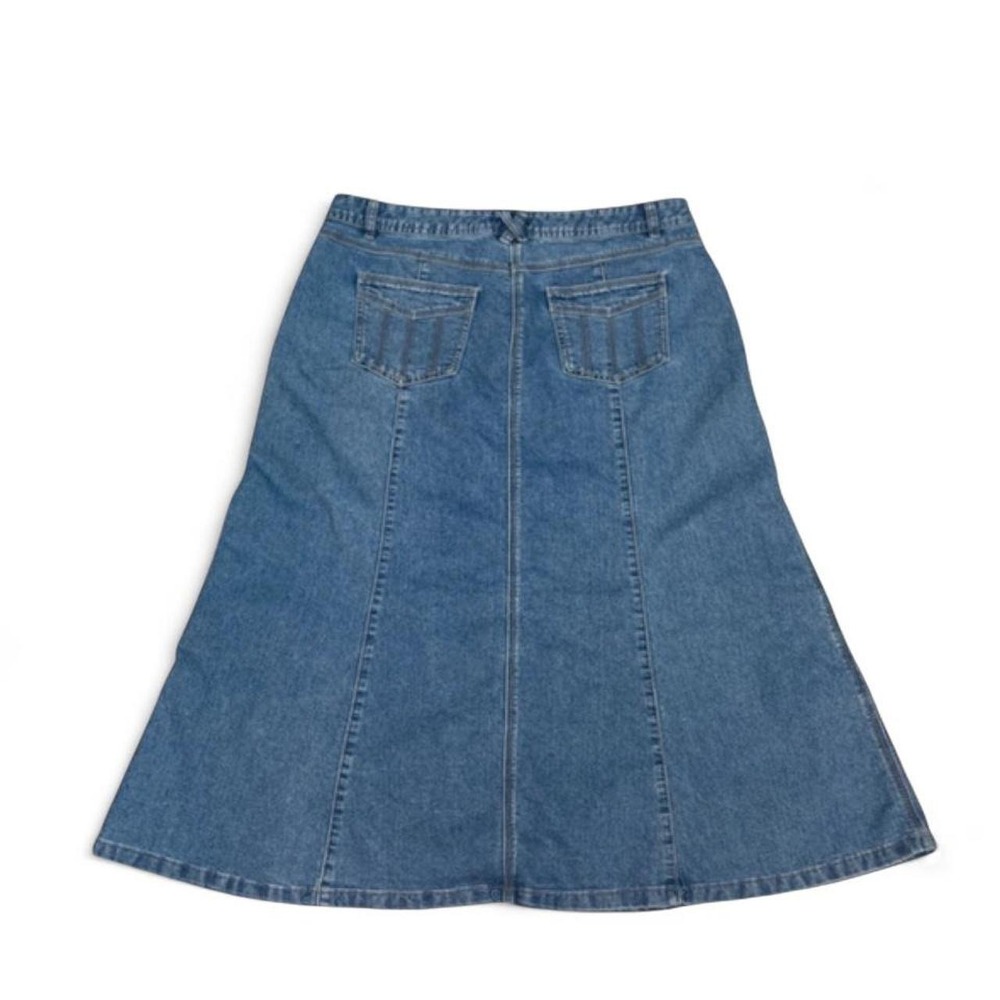 Christopher & Banks Denim Skirt 14 Medium Wash Paneled Midi Maxi Western Boho
